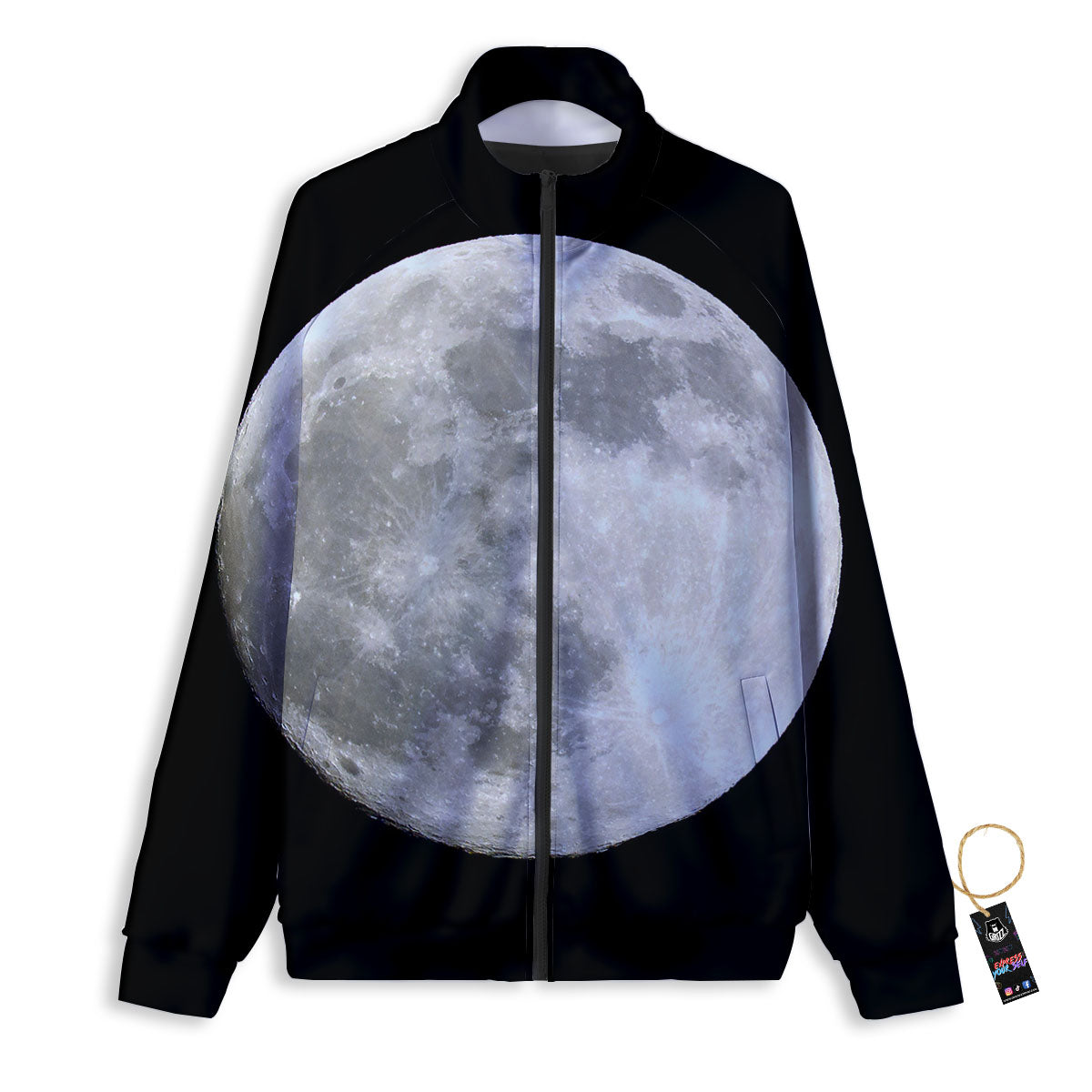 Moonlight White And Black Print Track Jacket-grizzshop