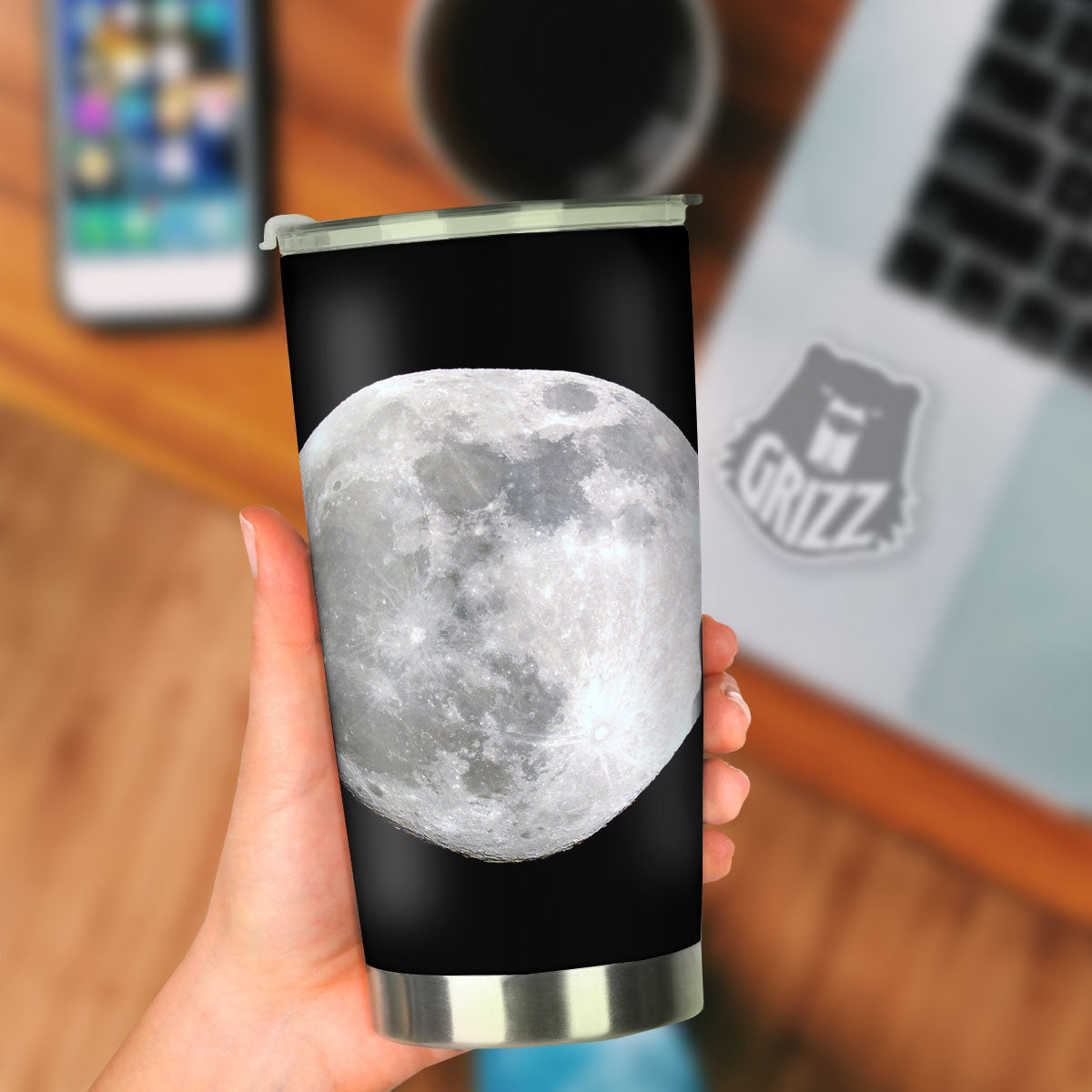 Moonlight White And Black Print Tumbler-grizzshop