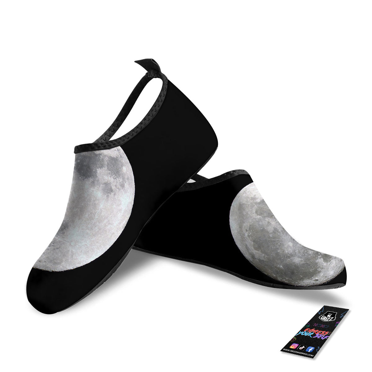 Moonlight White And Black Print Water Shoes-grizzshop