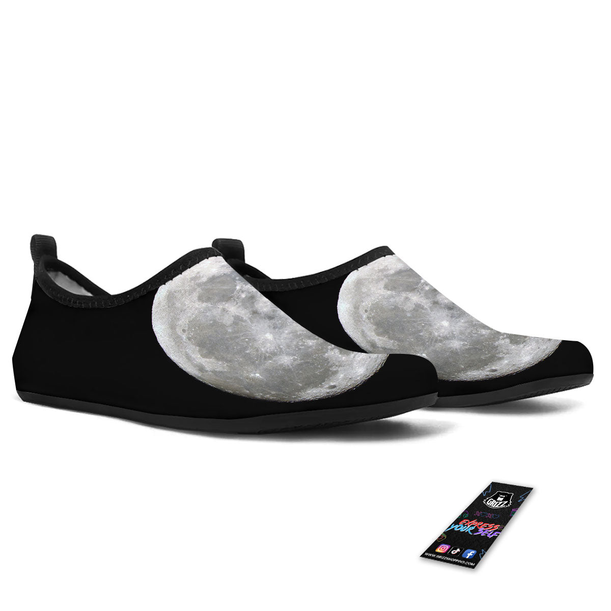 Moonlight White And Black Print Water Shoes-grizzshop