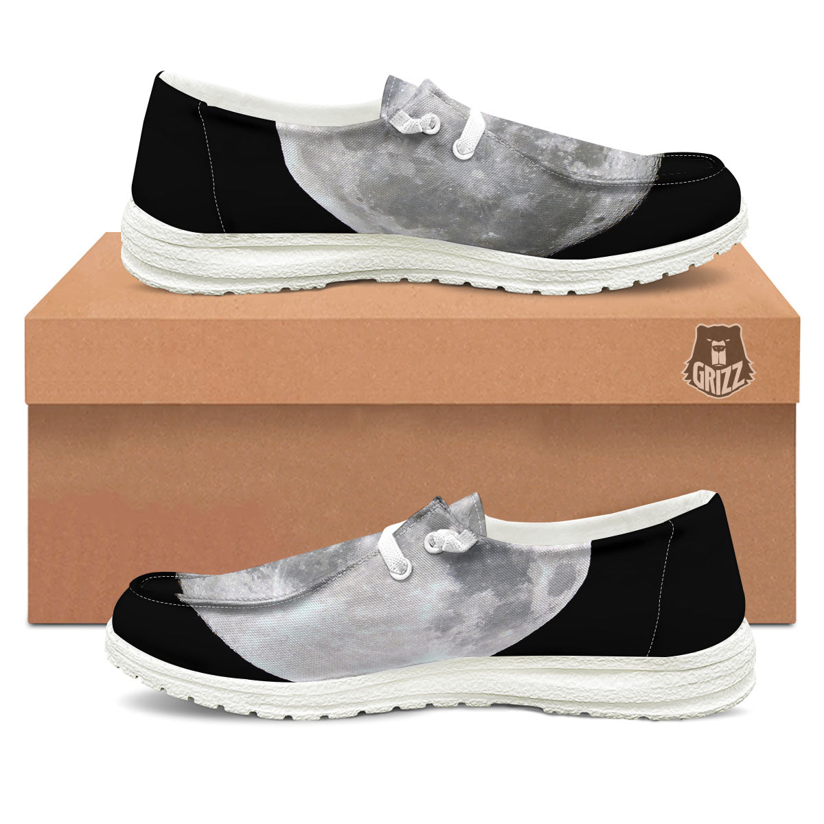 Moonlight White And Black Print White Loafers-grizzshop