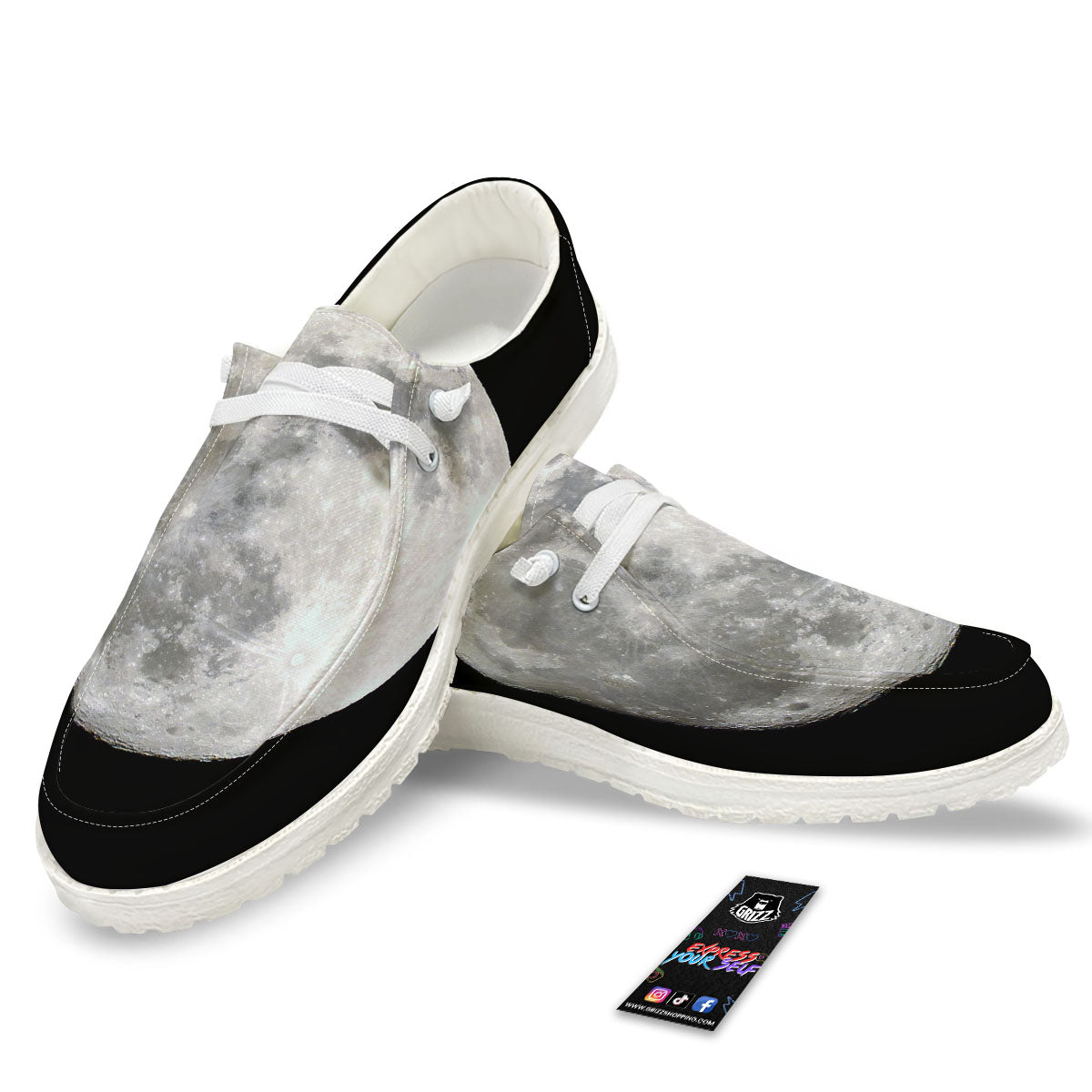 Moonlight White And Black Print White Loafers-grizzshop