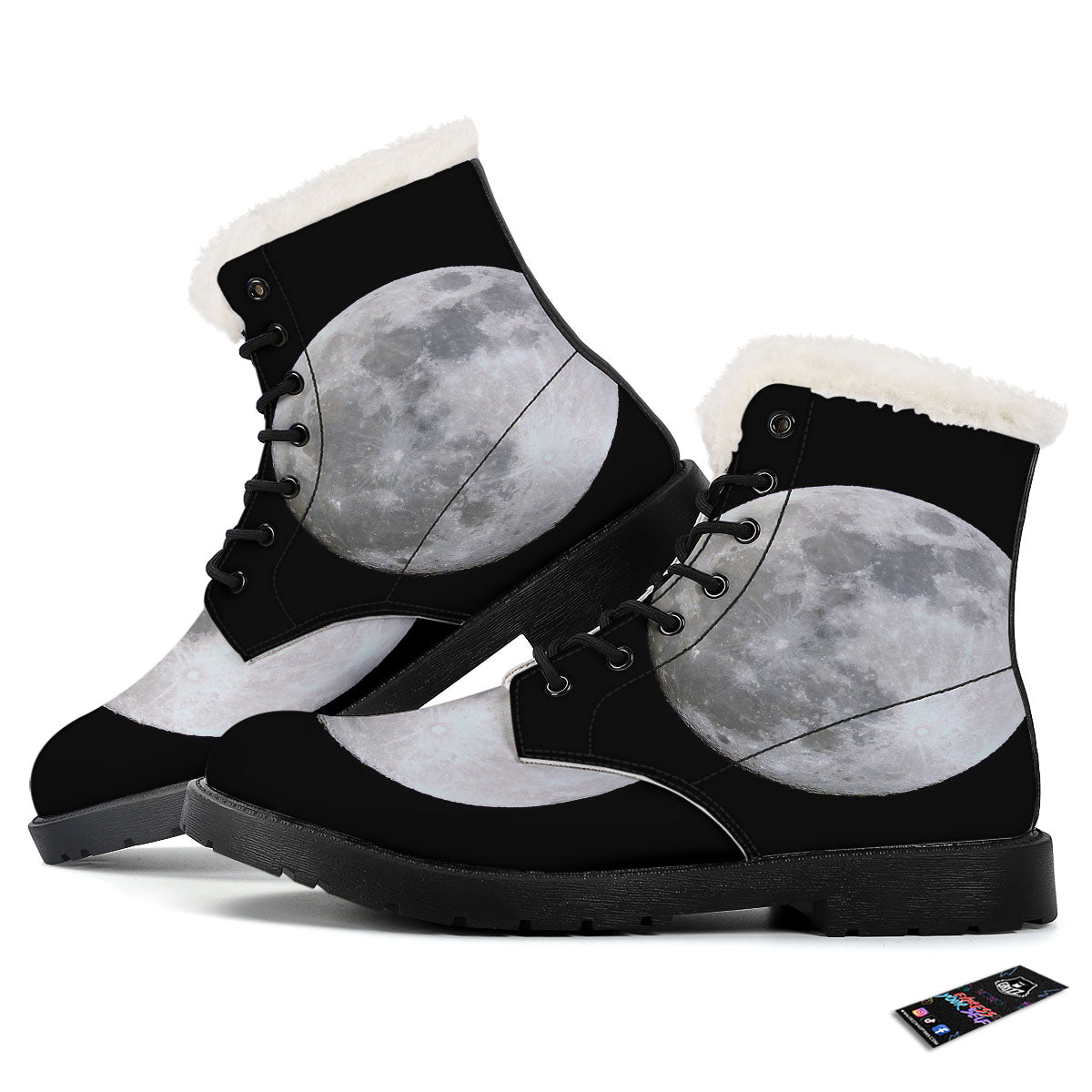 Moonlight White And Black Print Winter Boots-grizzshop