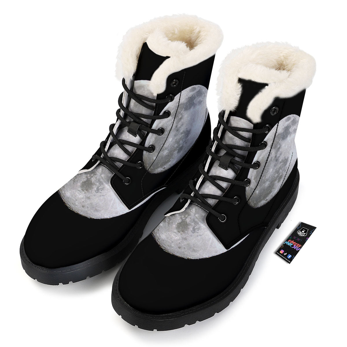 Moonlight White And Black Print Winter Boots-grizzshop