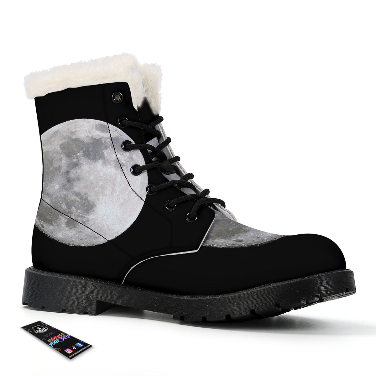 Moonlight White And Black Print Winter Boots-grizzshop