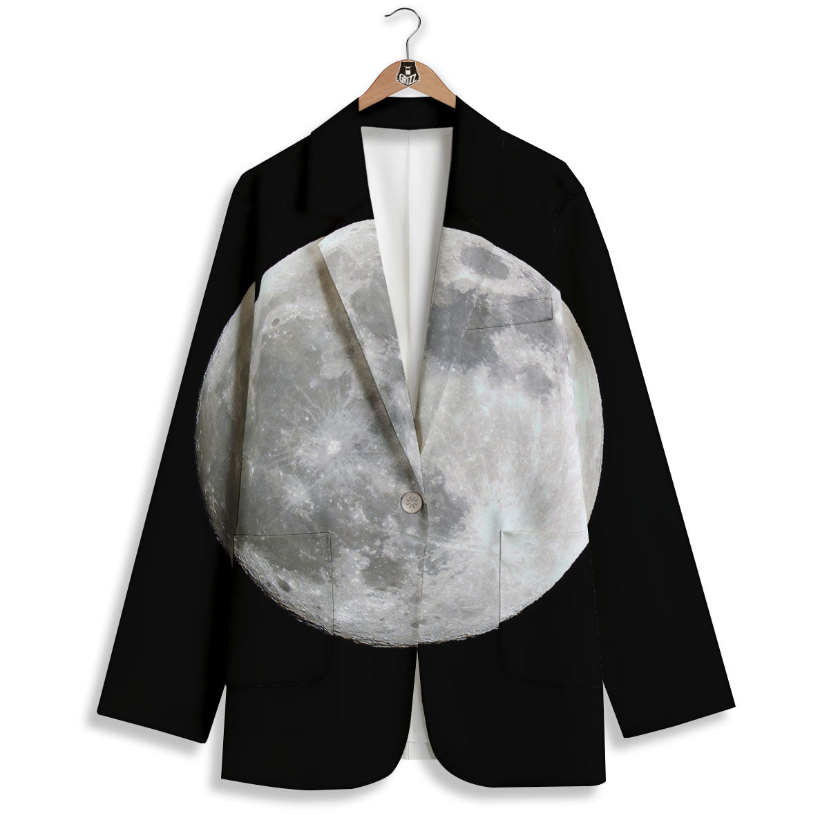 Moonlight White And Black Print Women's Blazer-grizzshop