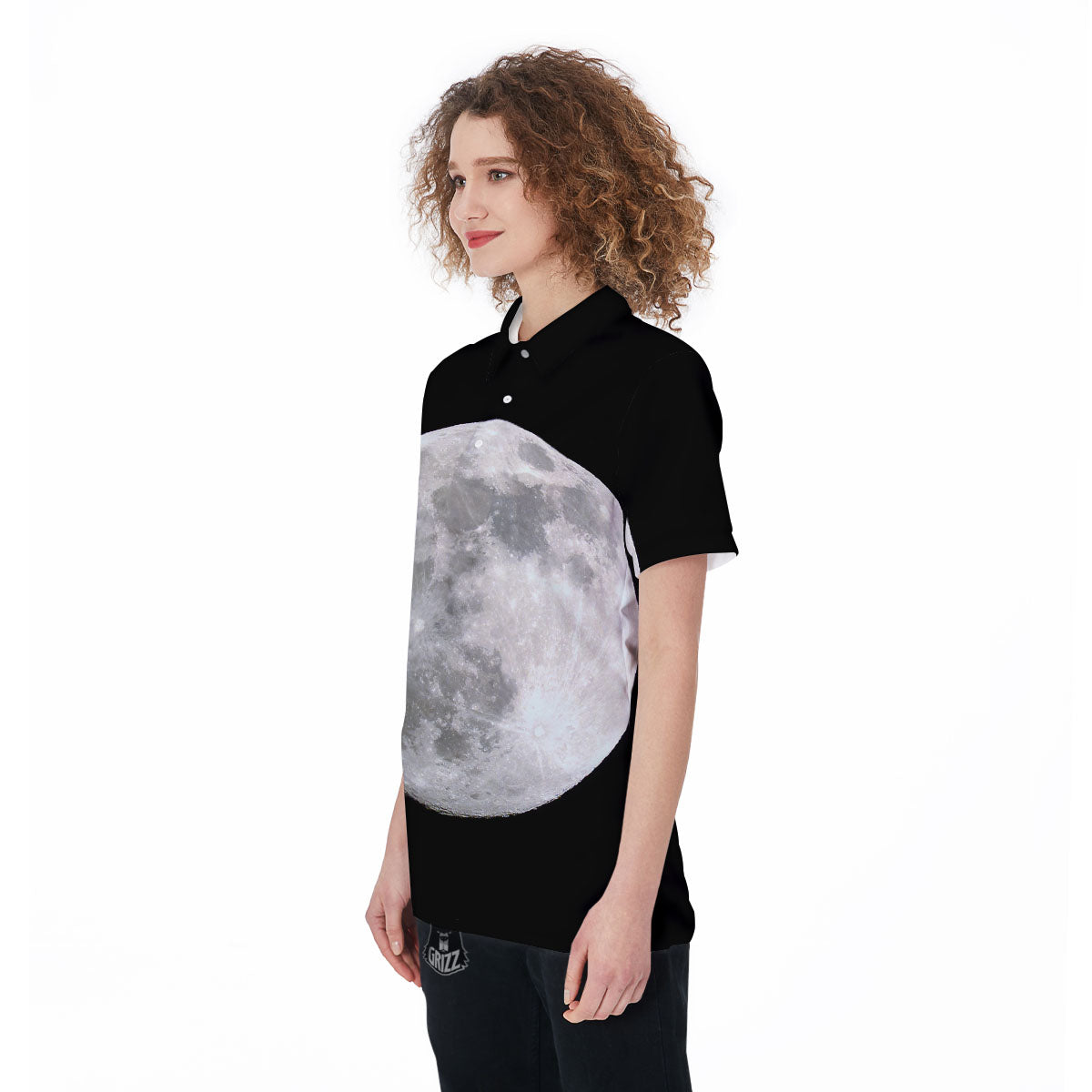 Moonlight White And Black Print Women's Golf Shirts-grizzshop