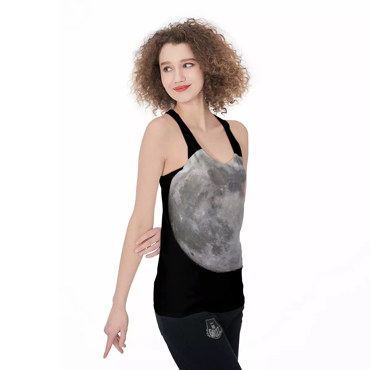 Moonlight White And Black Print Women's Racerback Tank Top-grizzshop