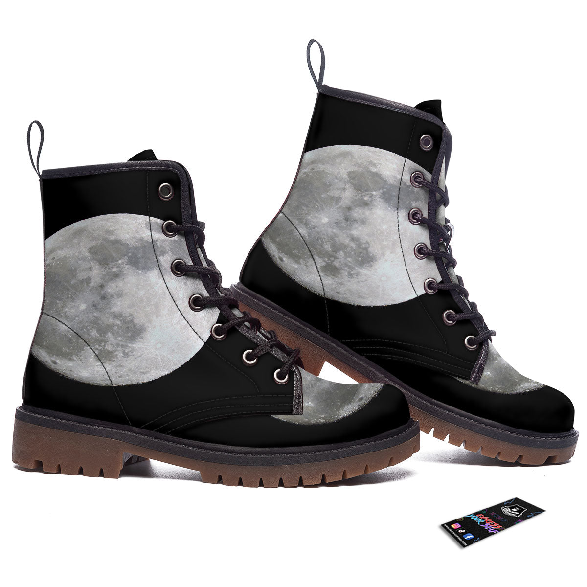 Moonlight White And Black Print Work Boots-grizzshop