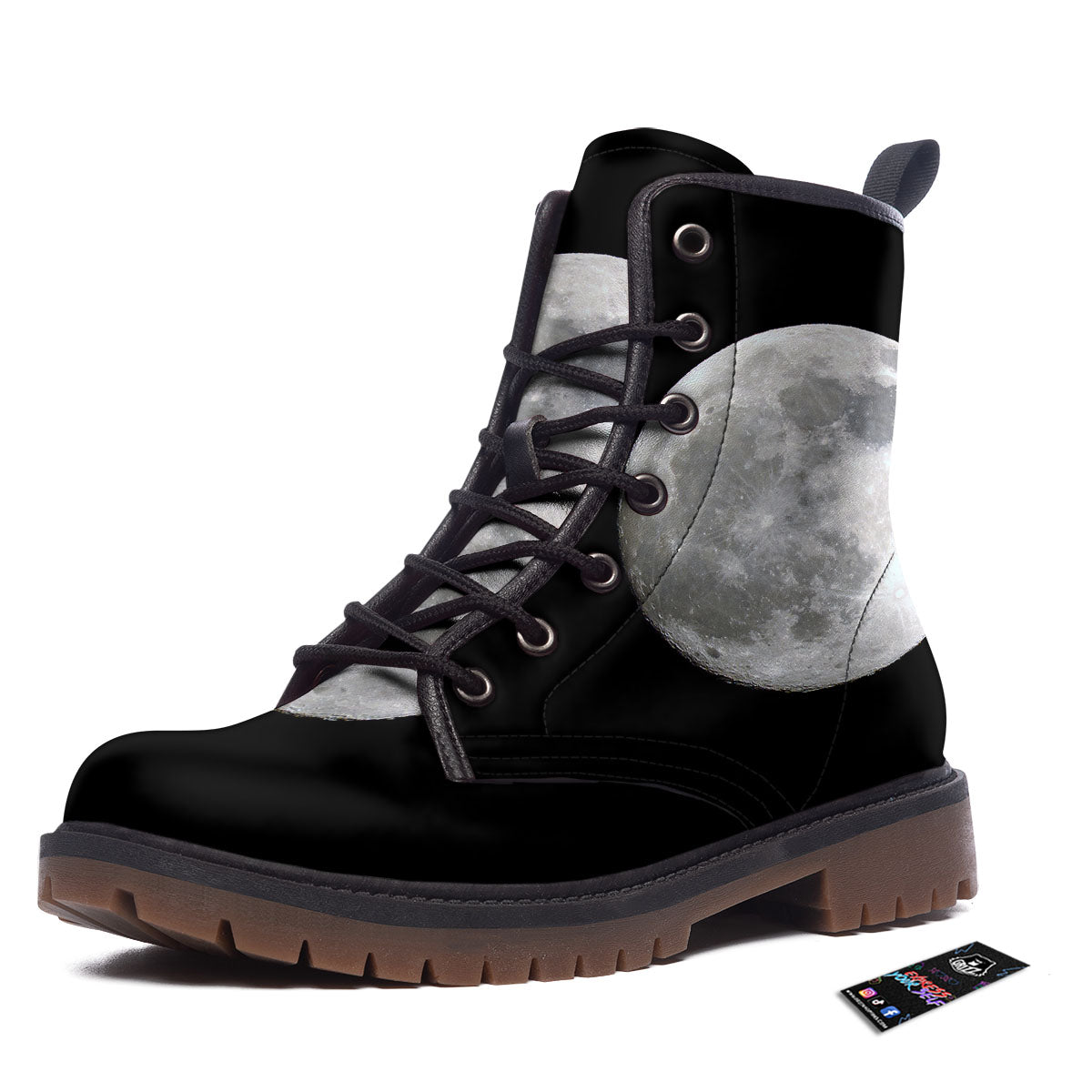 Moonlight White And Black Print Work Boots-grizzshop