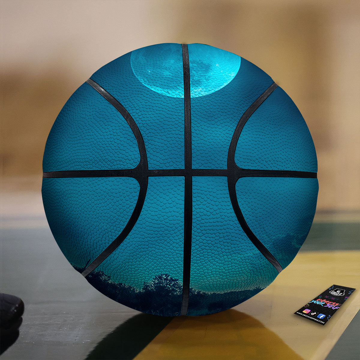 Moonlight And Night Forest Print Basketball