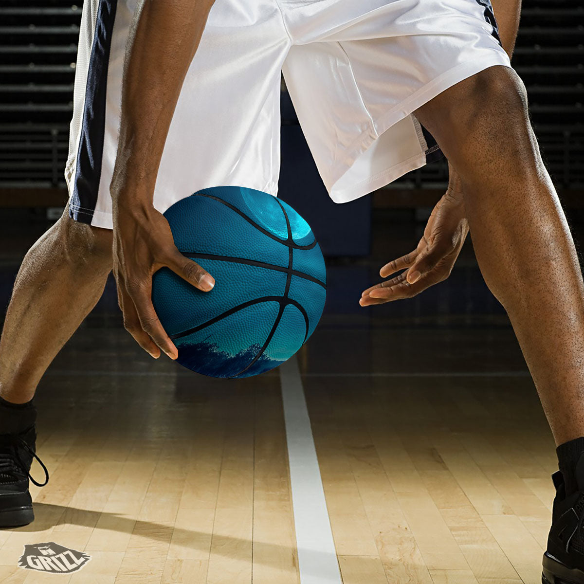 Moonlight And Night Forest Print Basketball