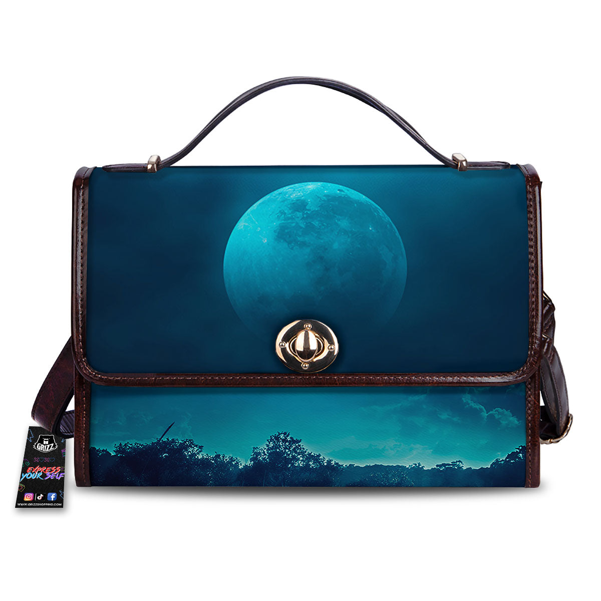Moonlight And Night Forest Print Women's Satchel Bag