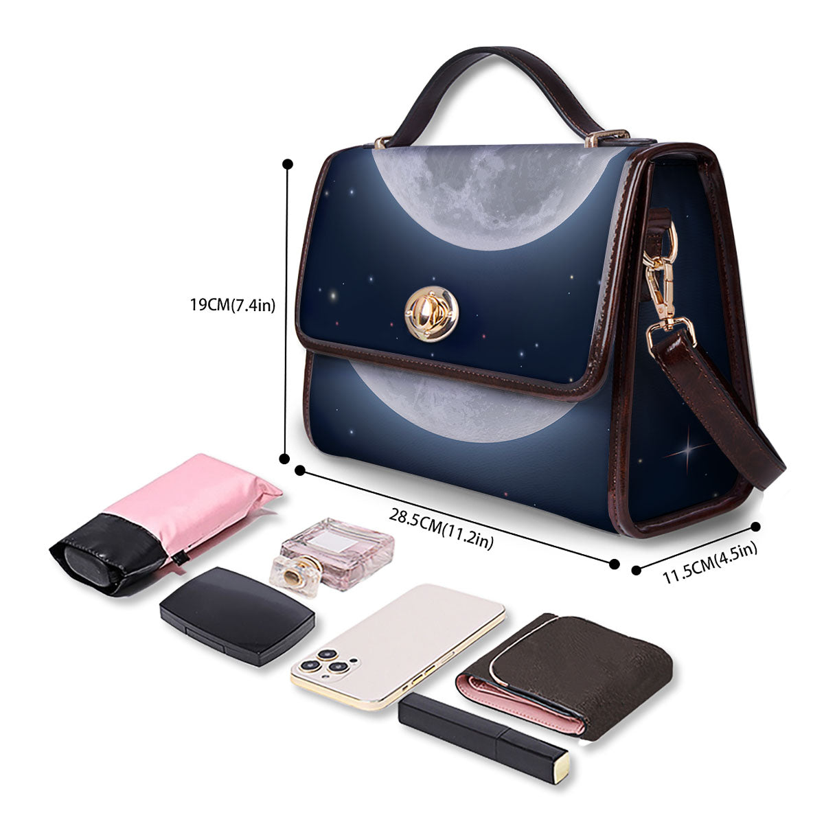 Moonlight And Night Sky Print Women's Satchel Bag