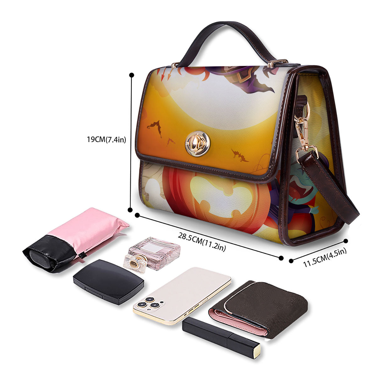 Moonlight Halloween Print Women's Satchel Bag