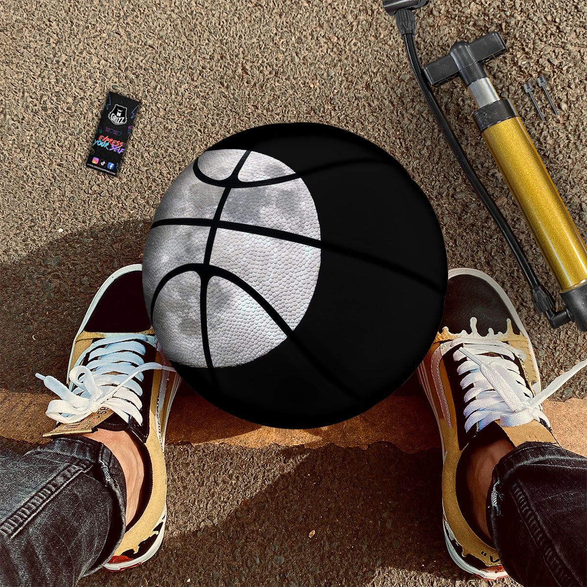 Moonlight White And Black Print Basketball