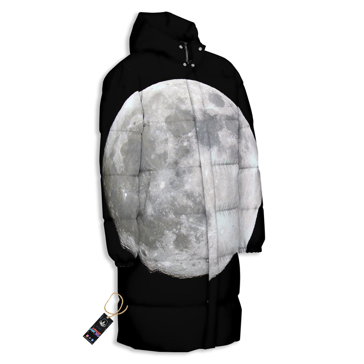 Moonlight White And Black Print Long Down Jacket