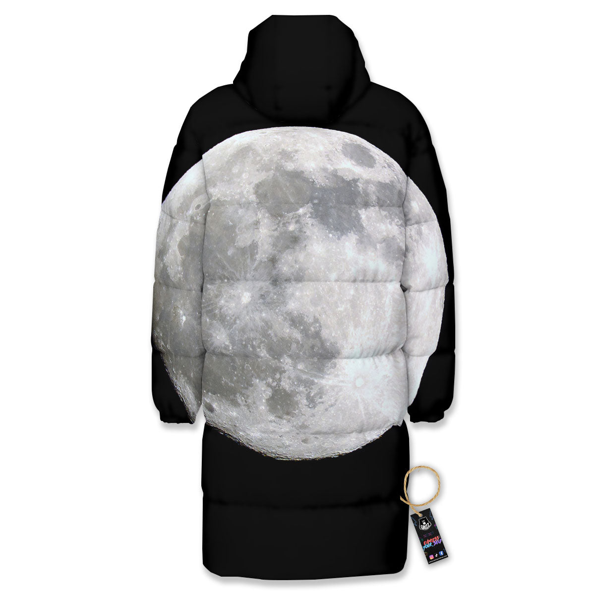 Moonlight White And Black Print Long Down Jacket