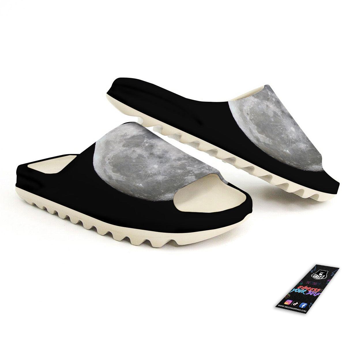 Moonlight White And Black Print Sandals-grizzshop