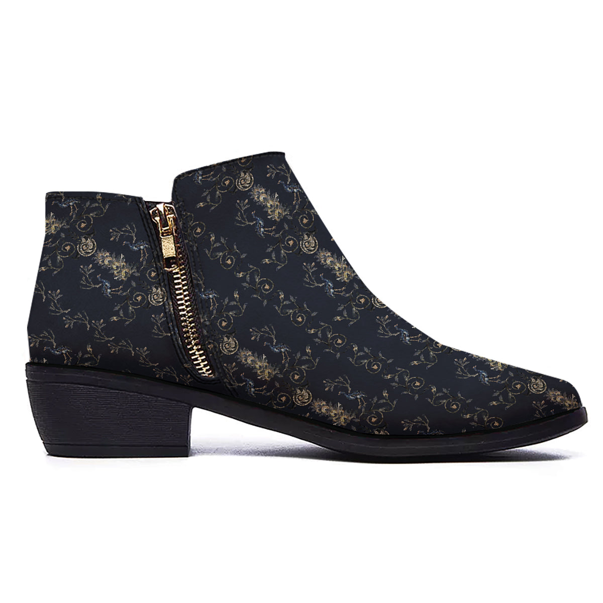 Mosaic Bird Pattern Ankle Boots-grizzshop