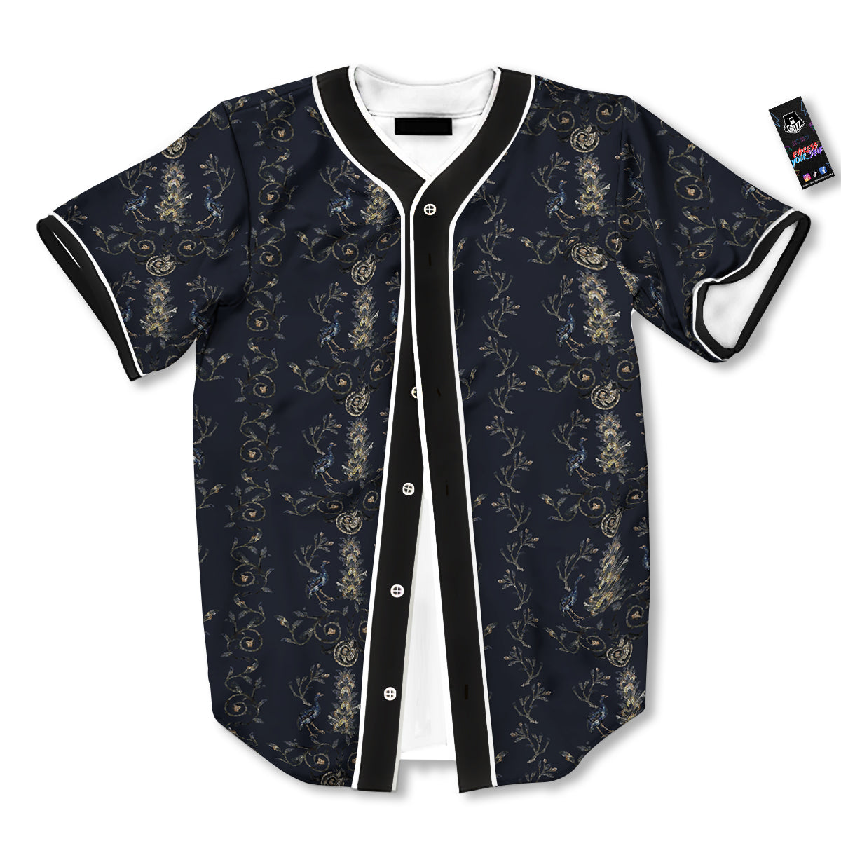 Mosaic Bird Pattern Baseball Jersey-grizzshop