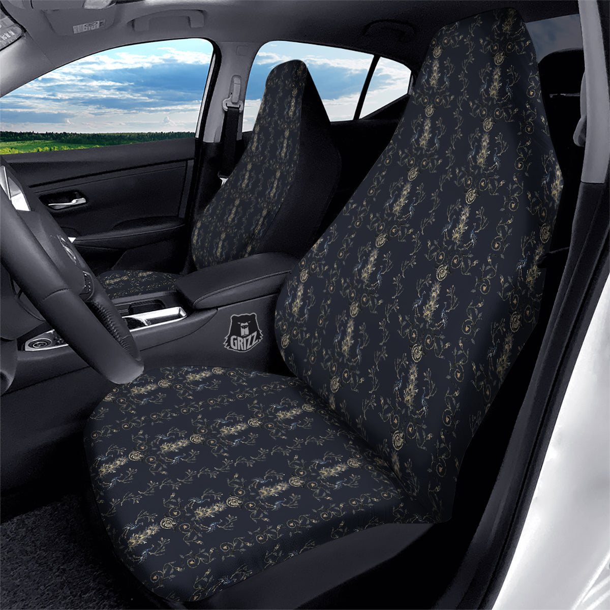 Mosaic Bird Pattern Car Seat Covers-grizzshop