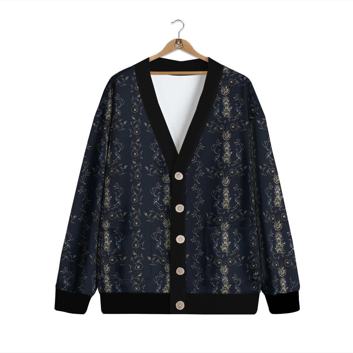 Mosaic Bird Pattern Cardigan-grizzshop