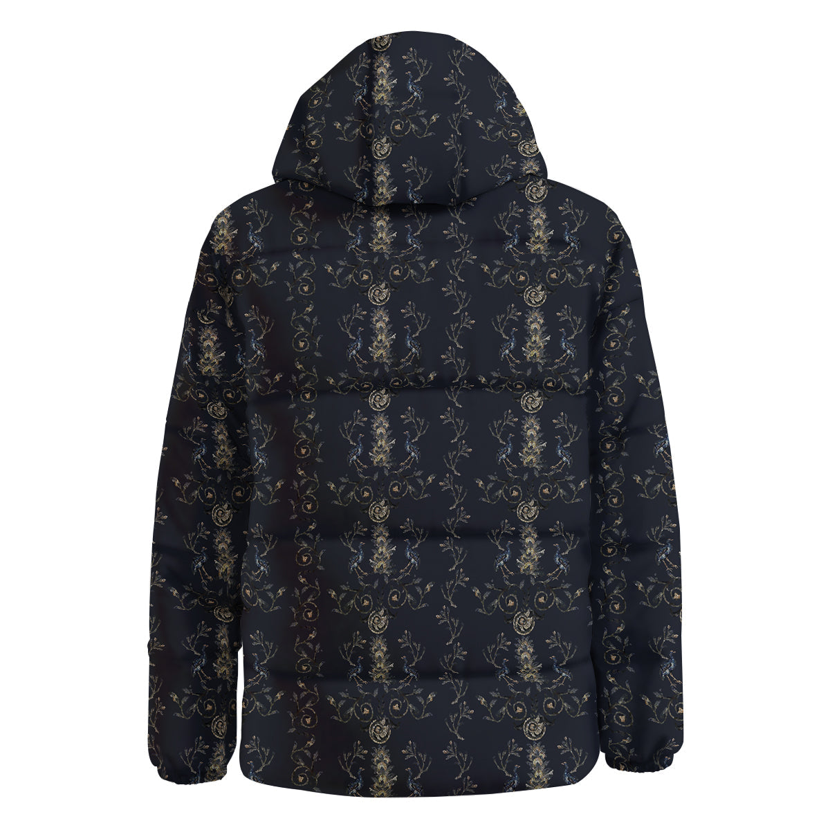 Mosaic Bird Pattern Down Jacket-grizzshop