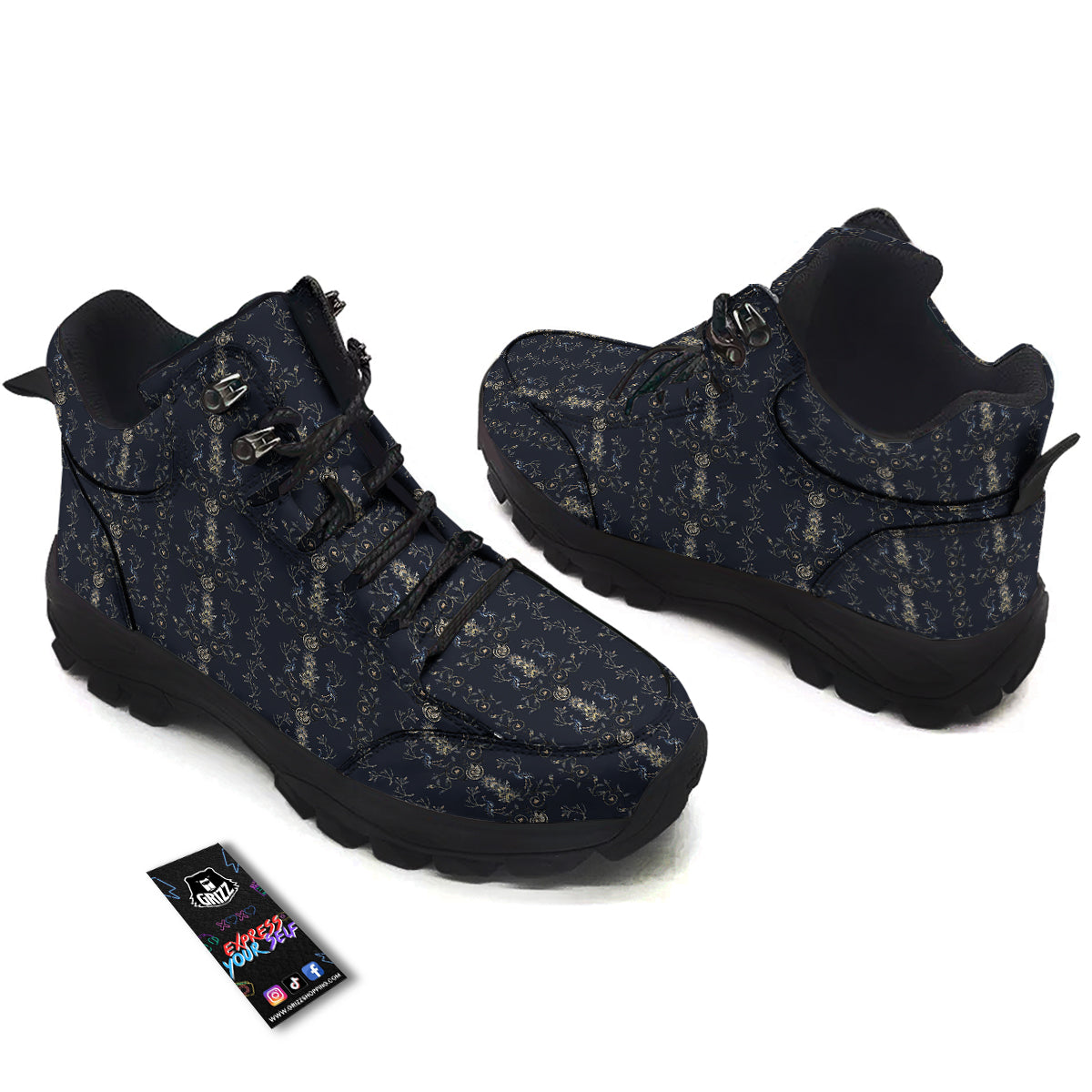 Mosaic Bird Pattern Hiking Shoes-grizzshop