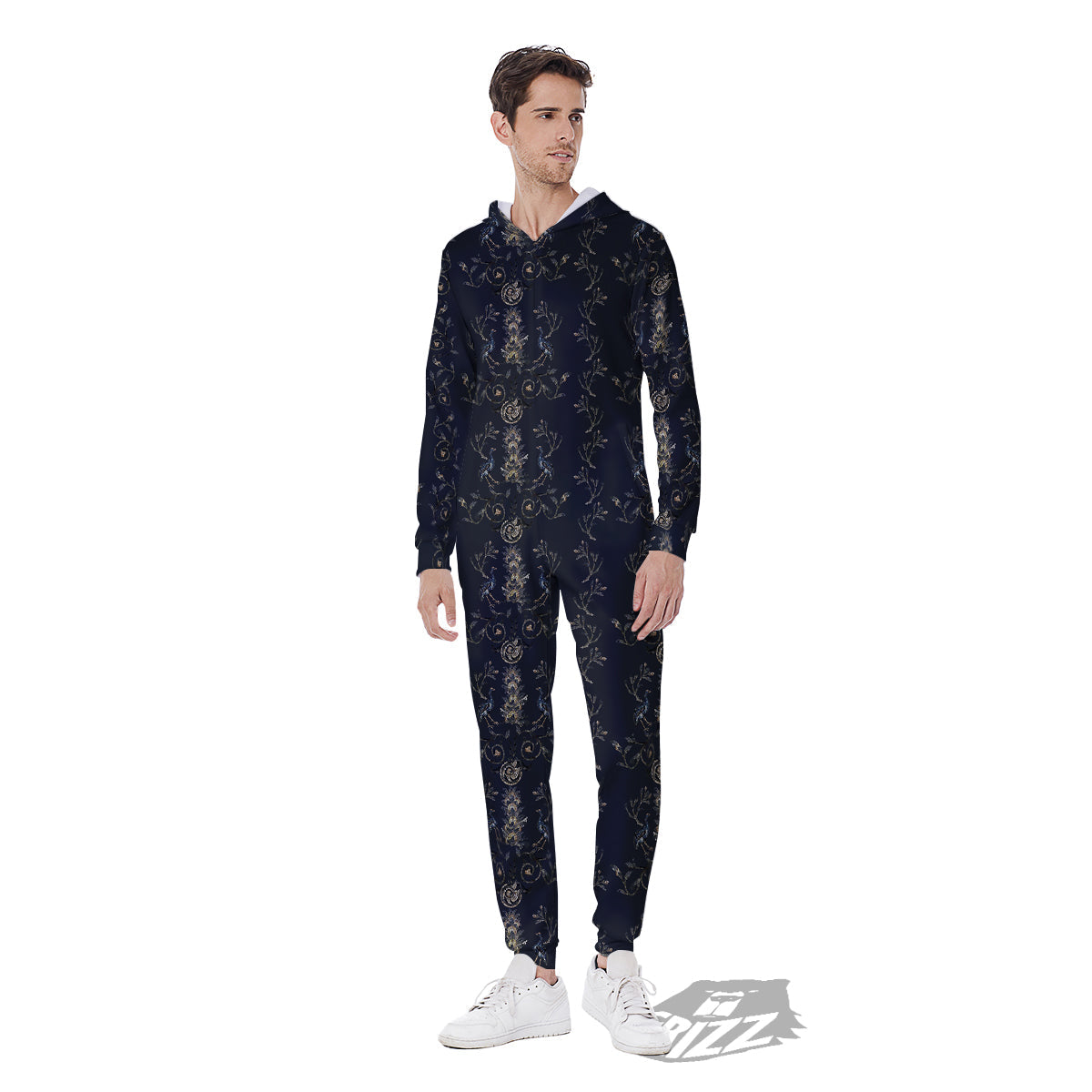 Mosaic Bird Pattern Men's Jumpsuit-grizzshop