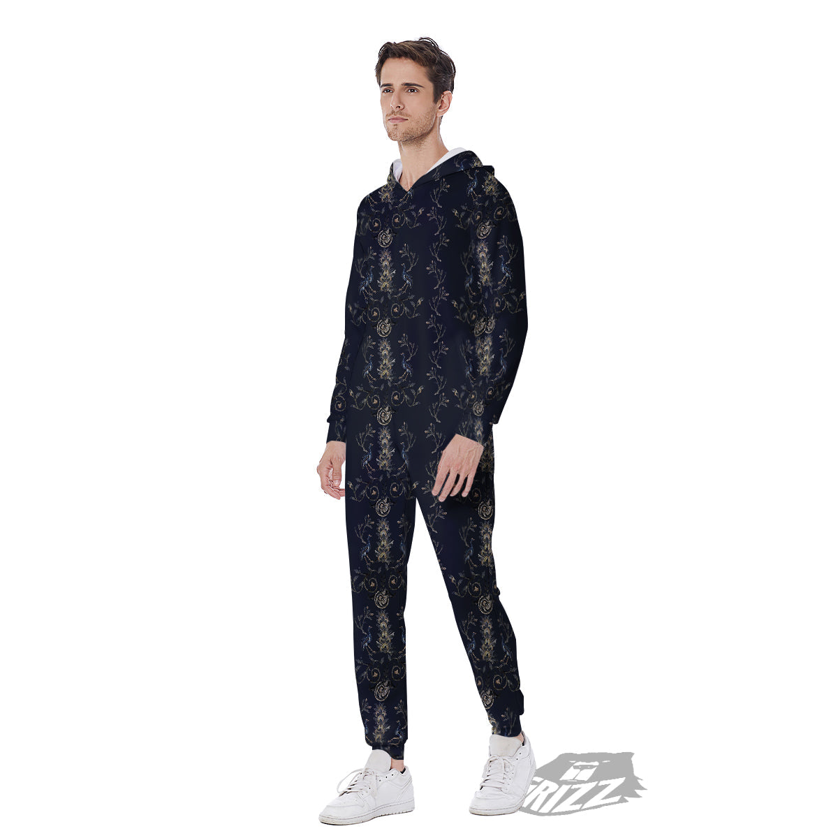 Mosaic Bird Pattern Men's Jumpsuit-grizzshop
