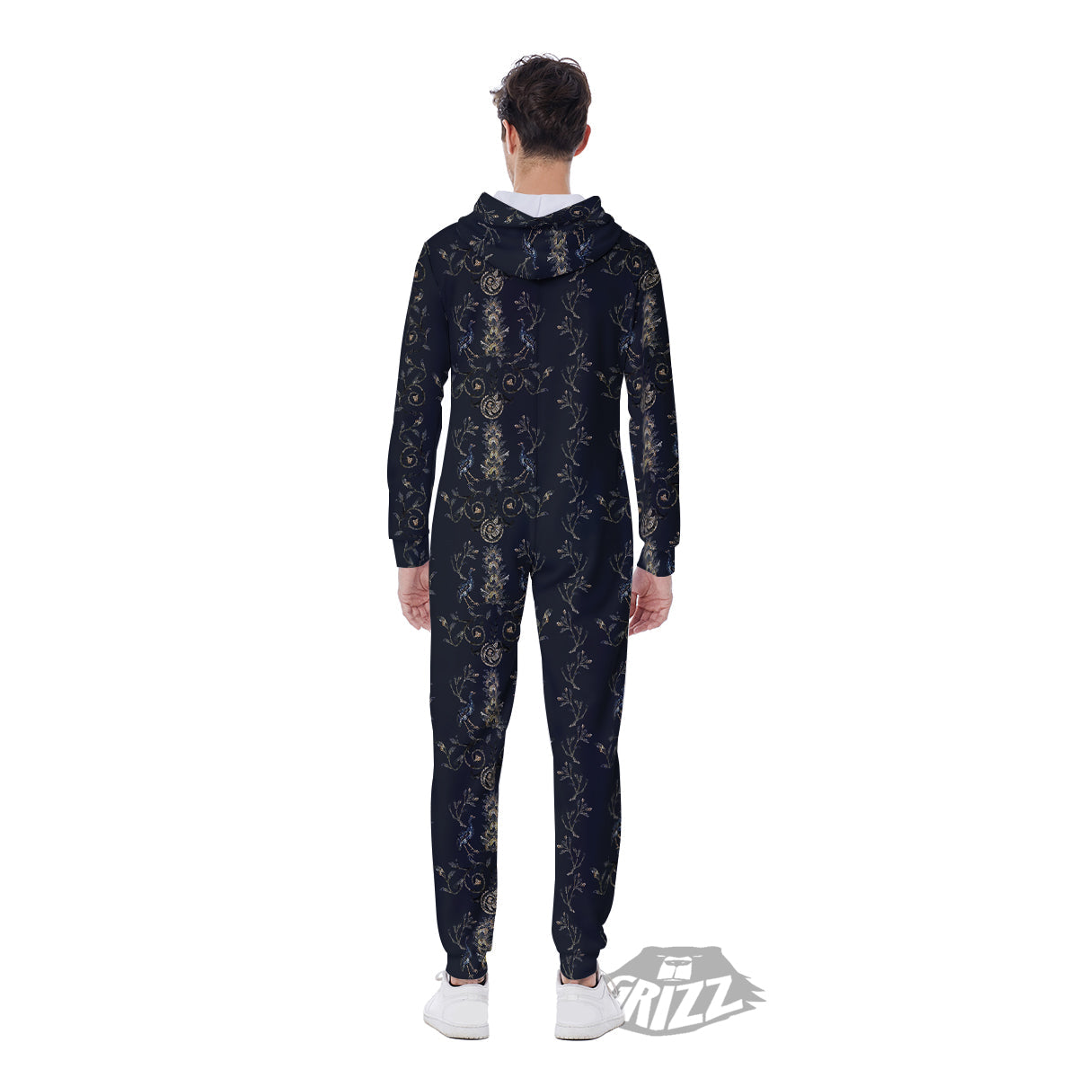 Mosaic Bird Pattern Men's Jumpsuit-grizzshop