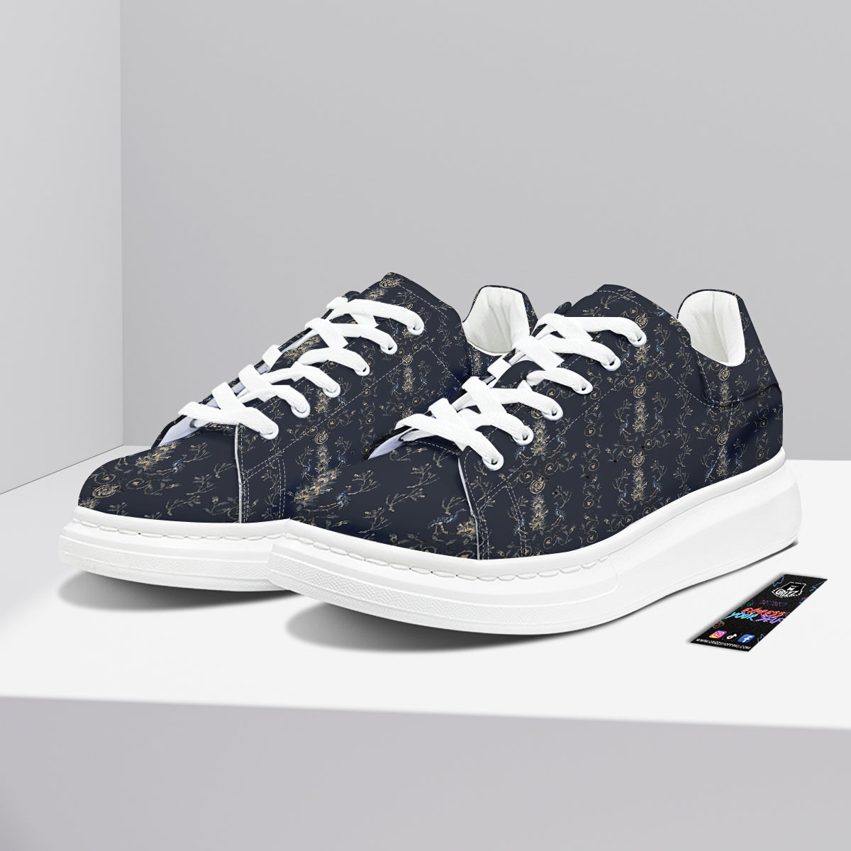 Mosaic Bird Pattern Platform Shoes-grizzshop