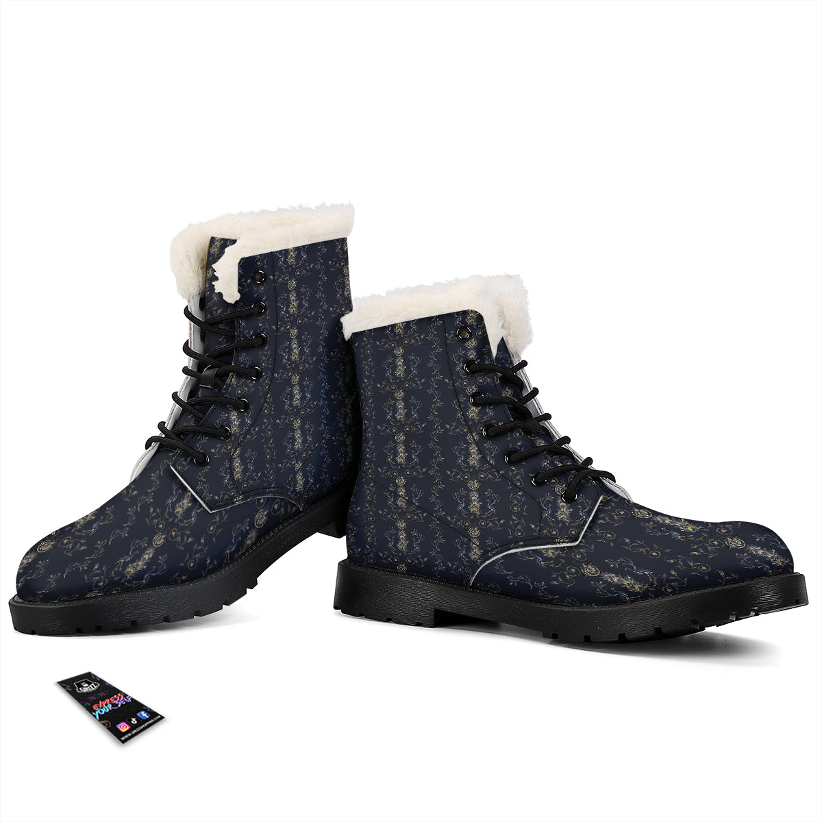 Mosaic Bird Pattern Winter Boots-grizzshop