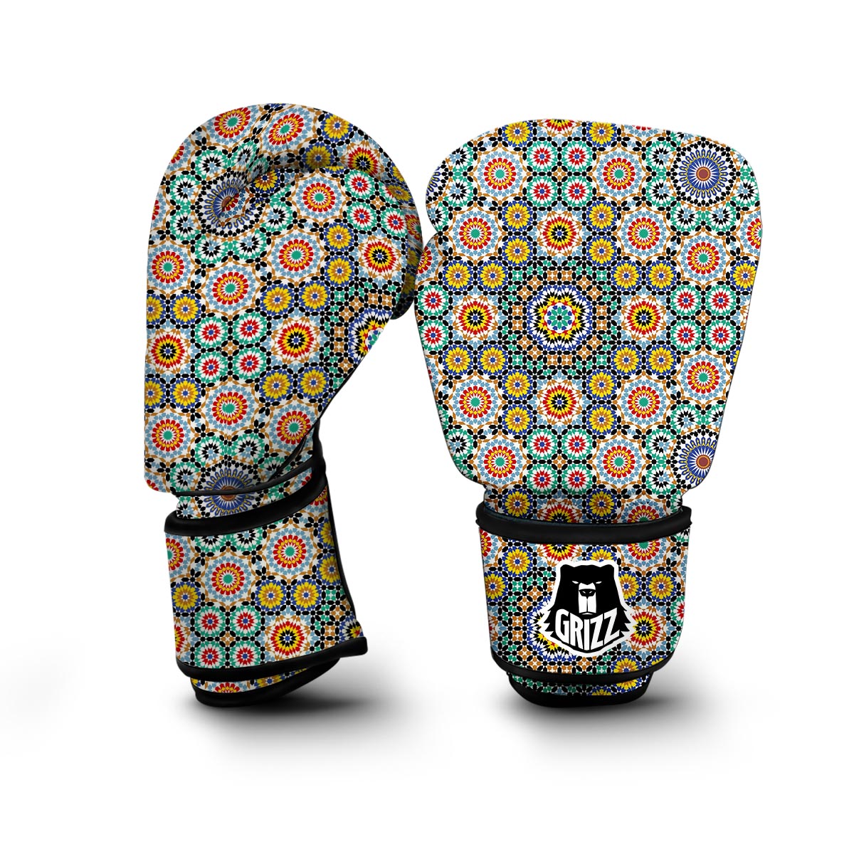 Mosaic Colorful Pattern Print Boxing Gloves-grizzshop