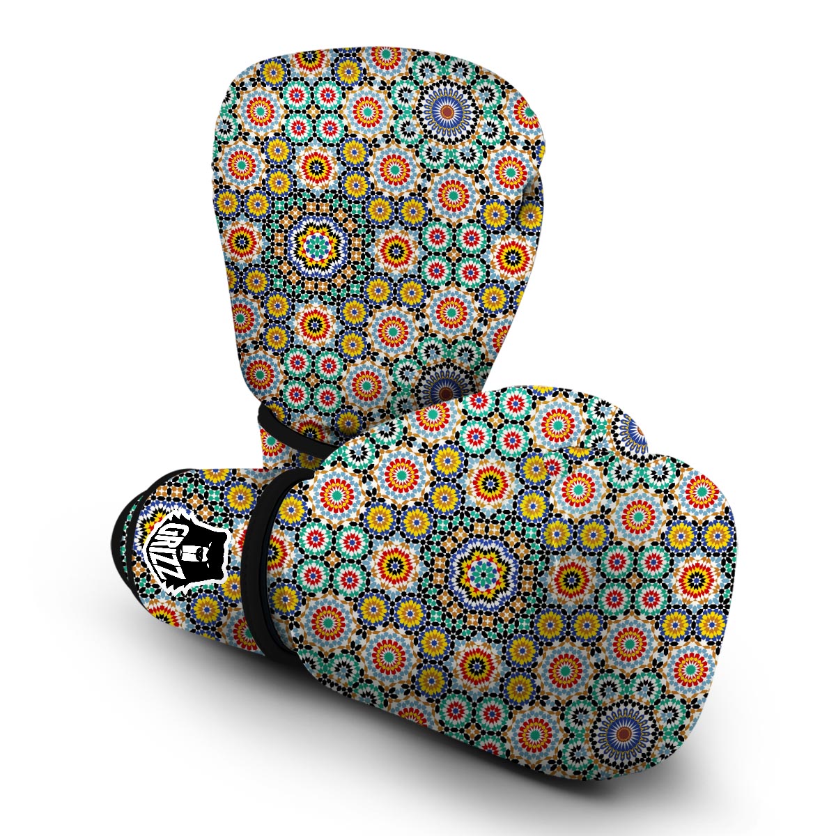 Mosaic Colorful Pattern Print Boxing Gloves-grizzshop