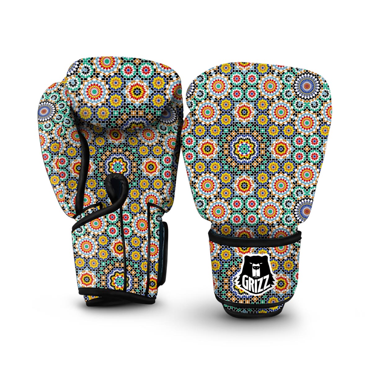 Mosaic Colorful Pattern Print Boxing Gloves-grizzshop