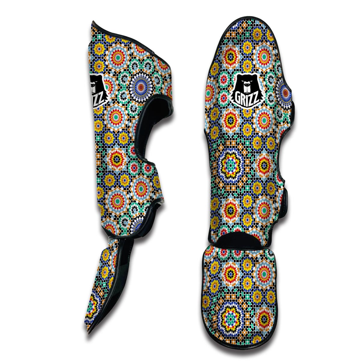 Mosaic Colorful Pattern Print Muay Thai Shin Guards-grizzshop