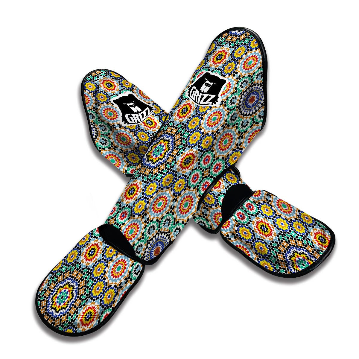 Mosaic Colorful Pattern Print Muay Thai Shin Guards-grizzshop