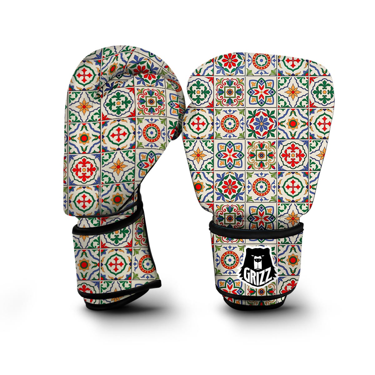 Mosaic Colorful Print Pattern Boxing Gloves-grizzshop