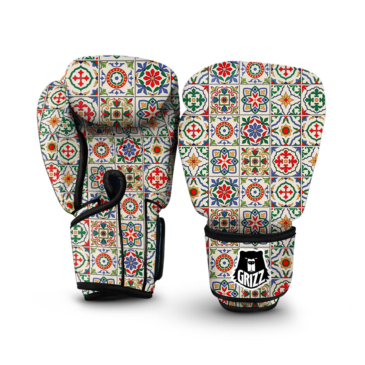 Mosaic Colorful Print Pattern Boxing Gloves-grizzshop