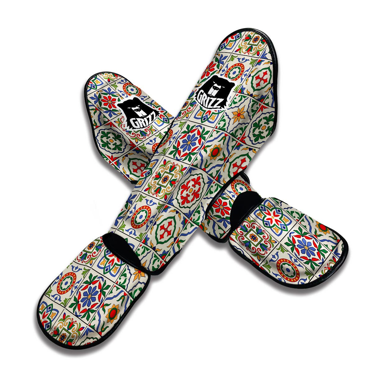 Mosaic Colorful Print Pattern Muay Thai Shin Guards-grizzshop