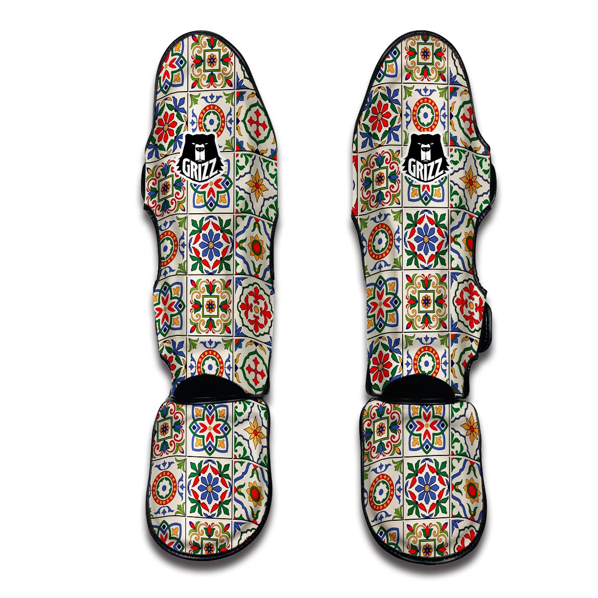 Mosaic Colorful Print Pattern Muay Thai Shin Guards-grizzshop