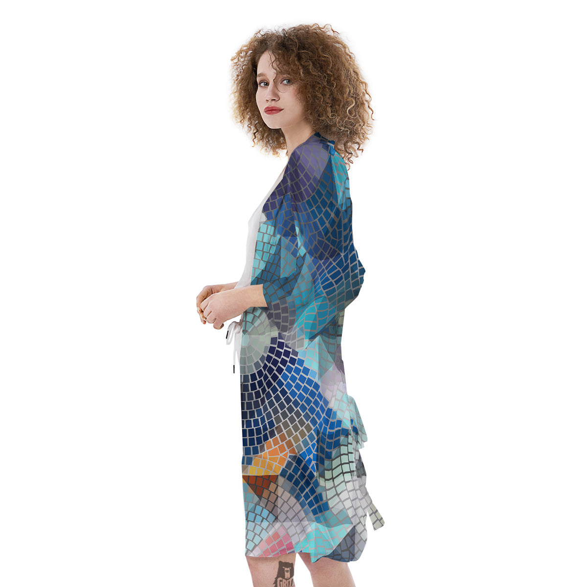 Mosaic Geometric Colorful Print Kimono-grizzshop