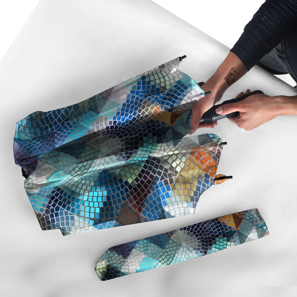Mosaic Geometric Colorful Print Umbrella-grizzshop