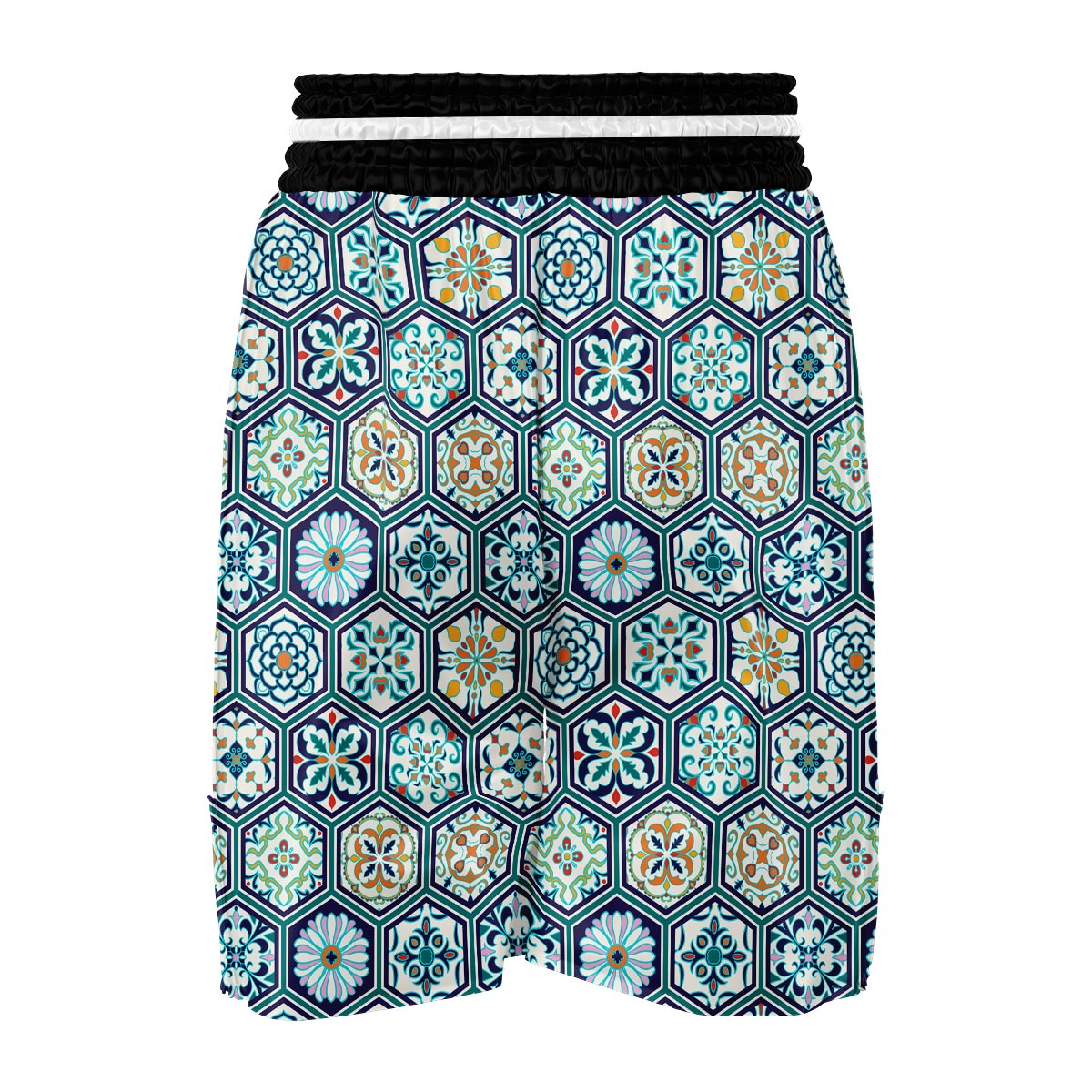 Mosaic Pattern Print Boxing Shorts-grizzshop