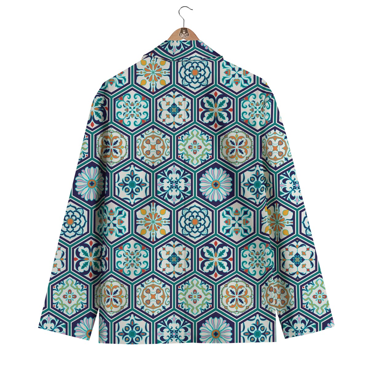 Mosaic Pattern Print Men's Blazer-grizzshop