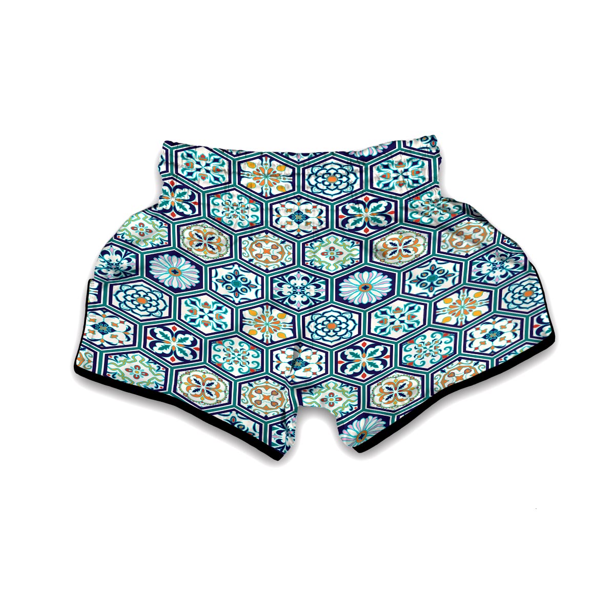 Mosaic Pattern Print Muay Thai Boxing Shorts-grizzshop