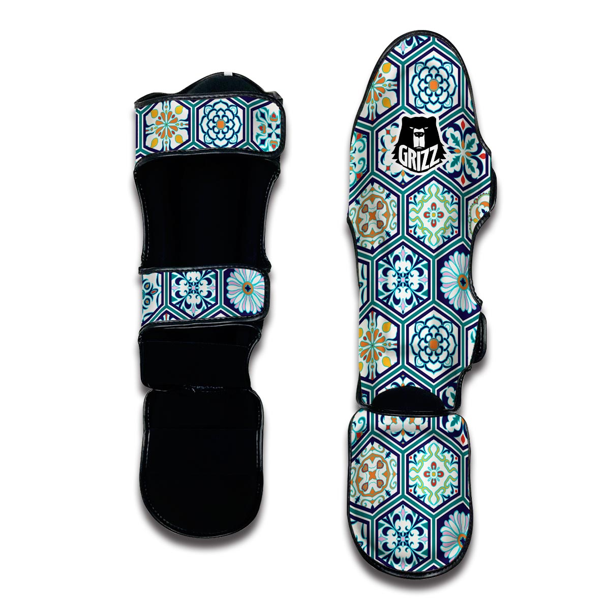 Mosaic Pattern Print Muay Thai Shin Guards-grizzshop