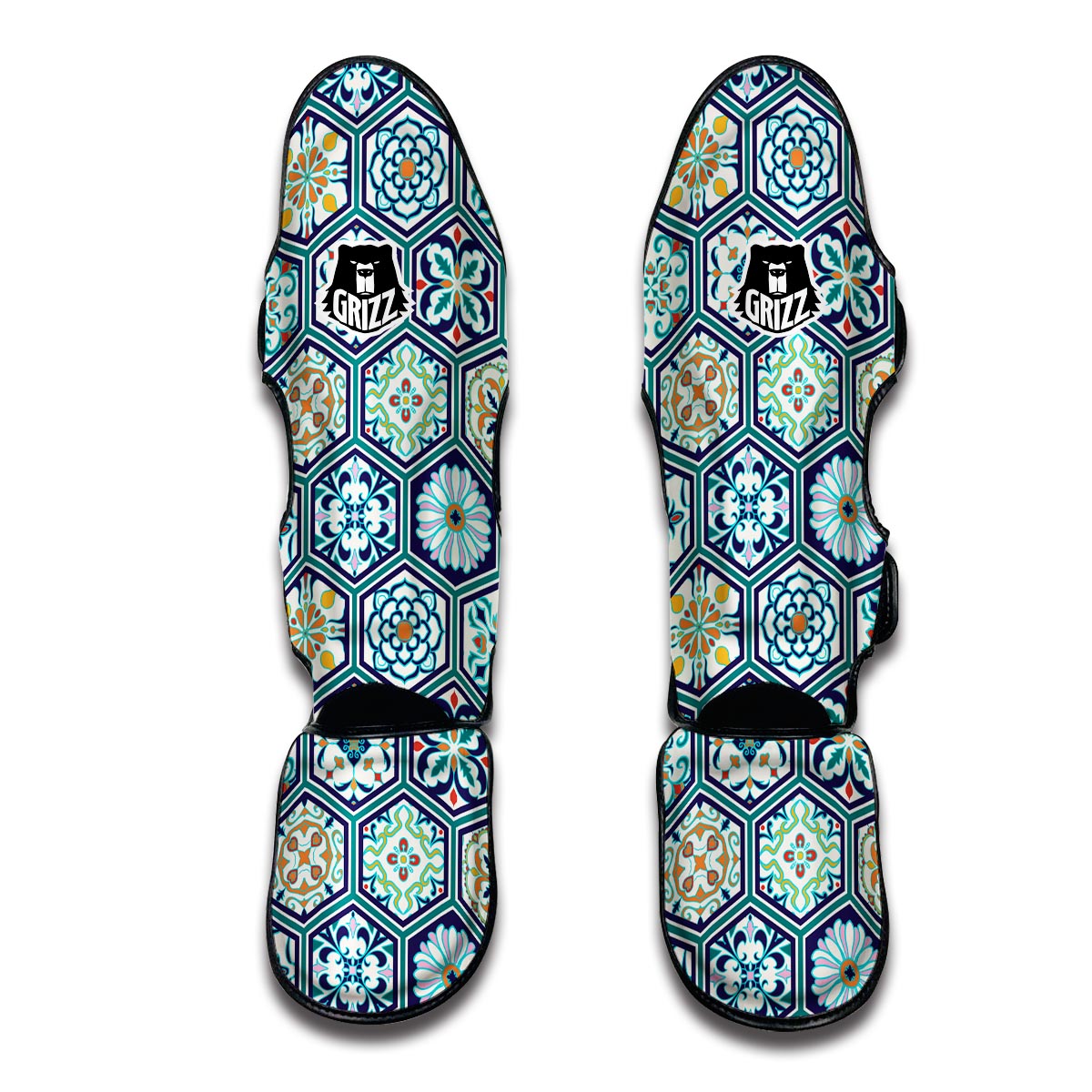 Mosaic Pattern Print Muay Thai Shin Guards-grizzshop